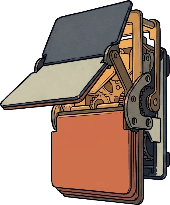 A split-flap tile mid-flip